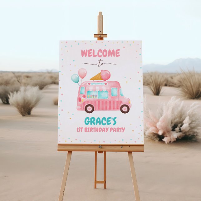 Pink Ice Cream Truck Welcome Sign (Creator Uploaded)