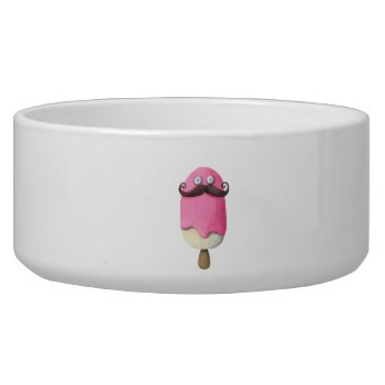 Pink Ice Cream With Mustaches Bowl by partymonster at Zazzle