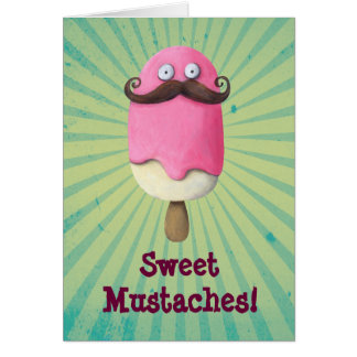 Pink Ice Cream with Mustaches Cards