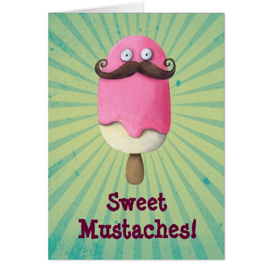 Pink Ice Cream with Mustaches Cards (Front)