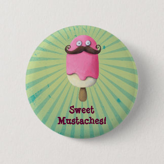 Pink Ice Cream with Mustaches Pinback Button