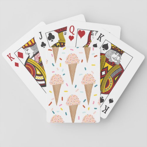 Pink Ice Cream with Rainbow Sprinkles Poker Cards