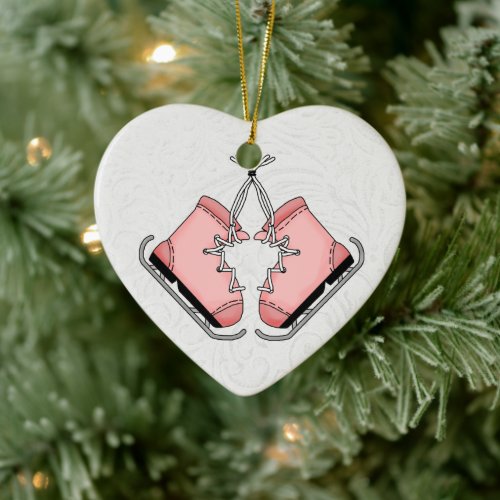 Pink Ice Skates For Your Figure Skater ~  Ceramic Ornament