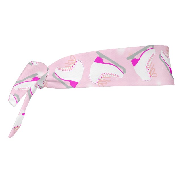 Pink Ice Skates Pattern Cute Figure Skating Tie Headband (Rotate 270)