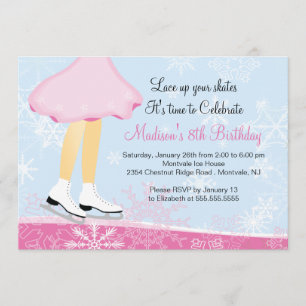 Pink Ice Skating Birthday Party Invitation