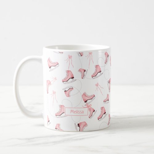 Pink ice skating Christmas illustration pattern Coffee Mug