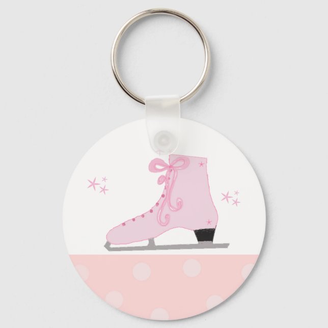Pink Ice Skating Design Keychain (Front)