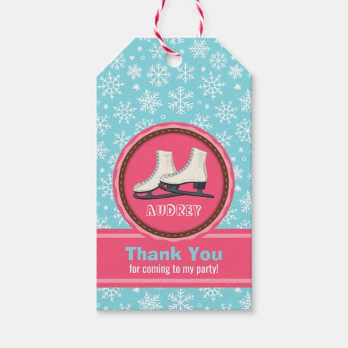 Pink Ice skating Sky Rink Sport Birthday Gift Tags