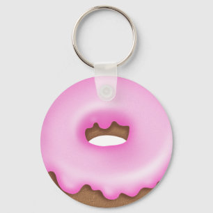 Pink iced donut bakery keychain