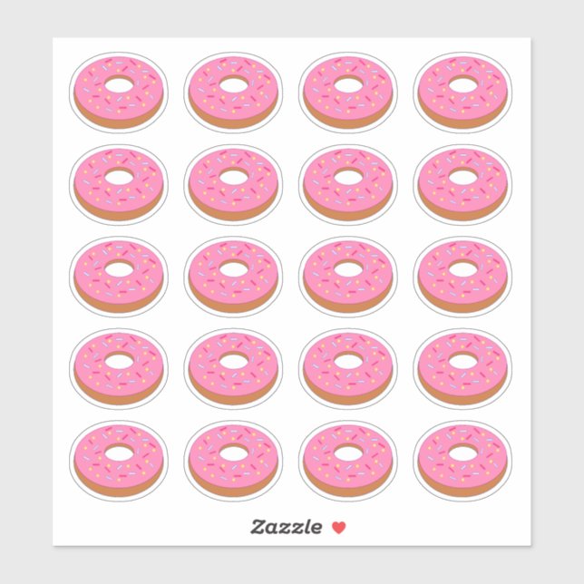 Pink Iced Donut Graphic Cutout Sticker (Sheet)
