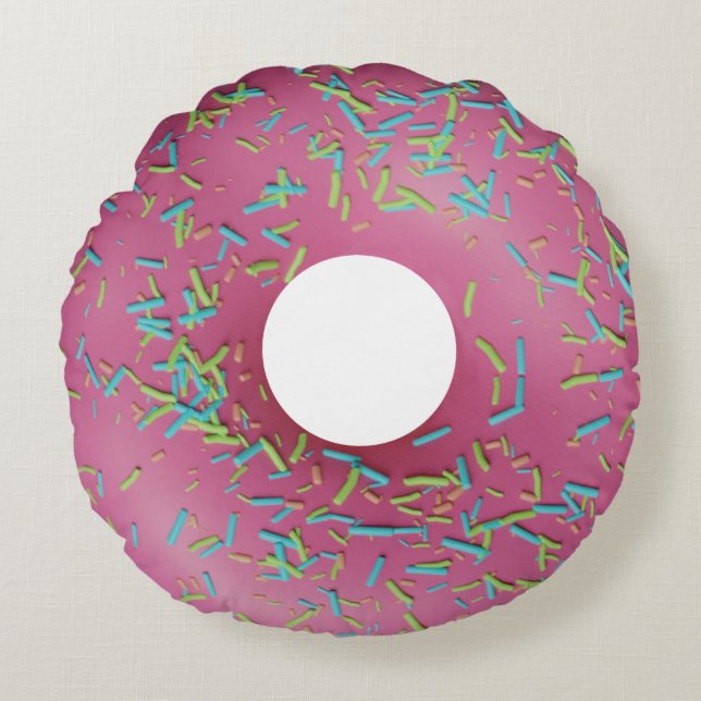 Pink iced donut round pillow (Front)