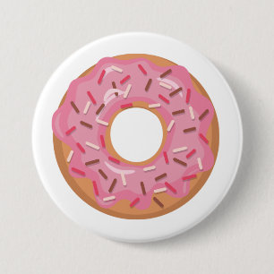Pink Iced Donut With Sprinkles Button