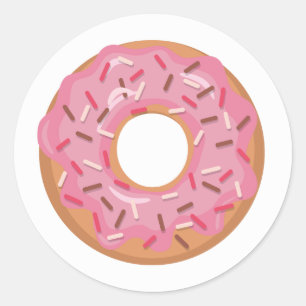 Pink Iced Donut With Sprinkles Classic Round Sticker