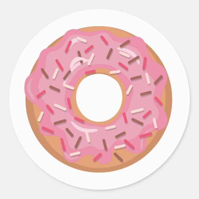Pink Iced Donut With Sprinkles Classic Round Sticker (Front)