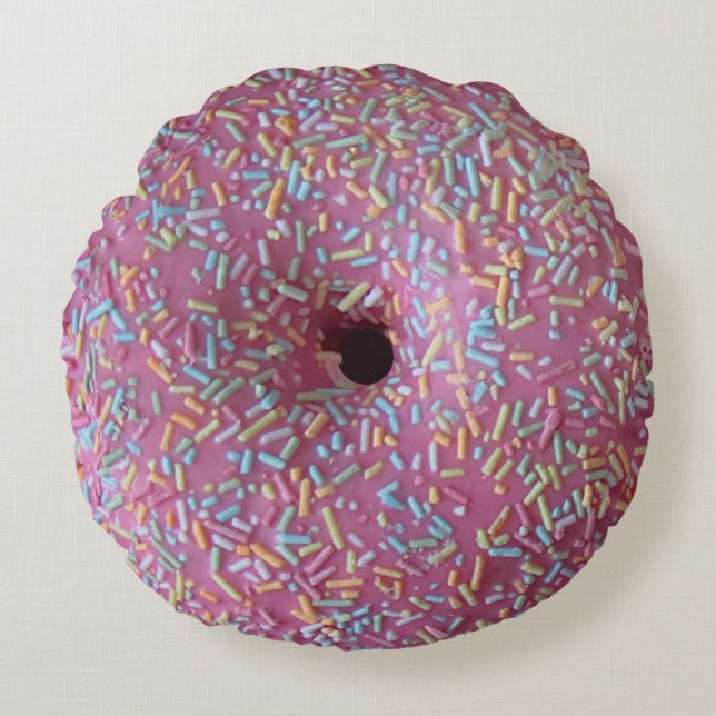 Pink iced donuts round pillow (Front)