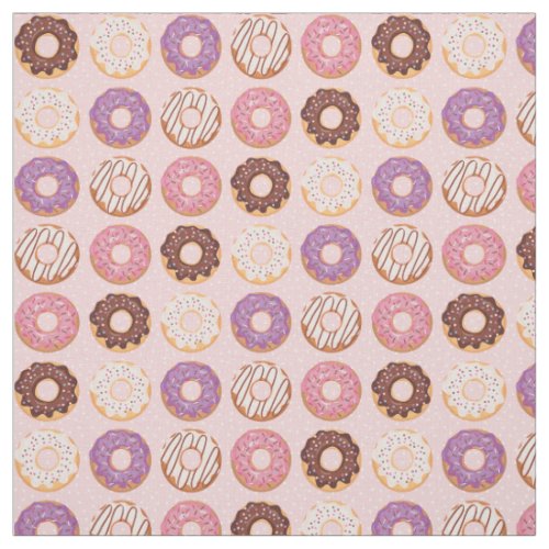 Pink Iced Donuts With Sprinkles Pattern Party Fabric