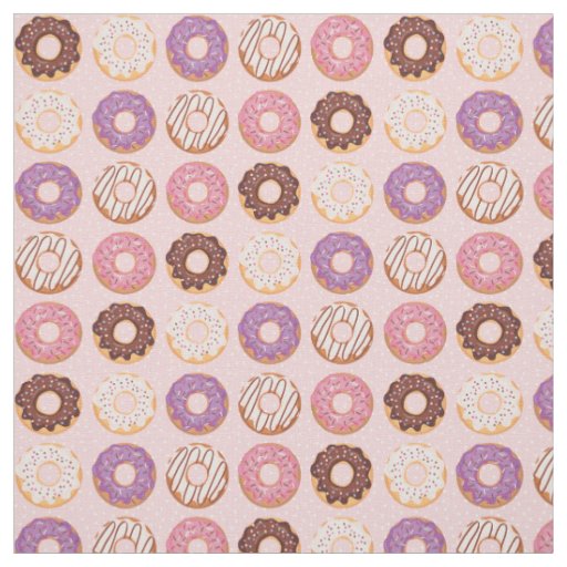 Pink Iced Donuts With Sprinkles Pattern Party Fabric