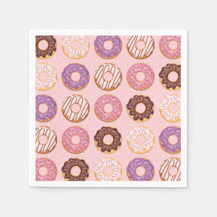 Pink Iced Donuts With Sprinkles Pattern Party Napkins