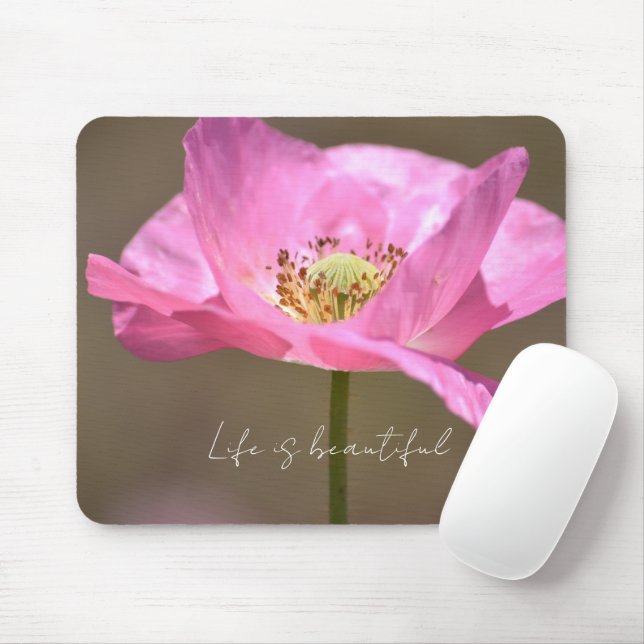 Pink Iceland Poppy Flower (photography by me) Mouse Pad (With Mouse)