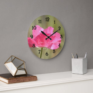 Pink Iceland Poppy Flower Photography Large Clock