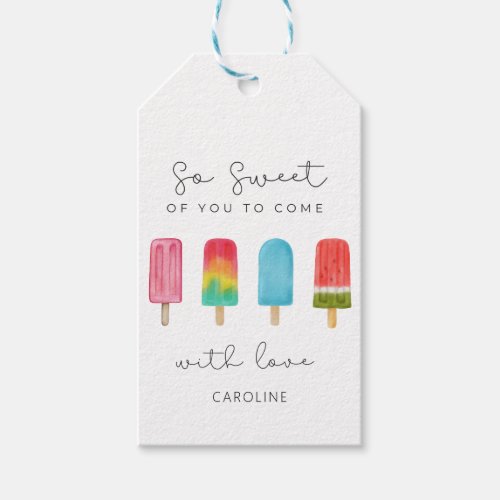 Pink Icepop Personalized Kids Birthday Gift Tags