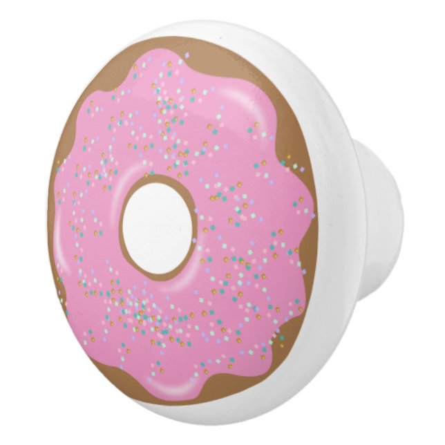 Pink Icing Donut Doughnut Cabinet Knob Drawer Pull (Right)