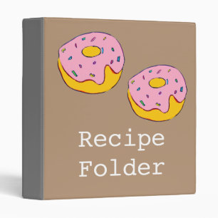 Pink icing doughnut cute dessert food art 3 ring binder