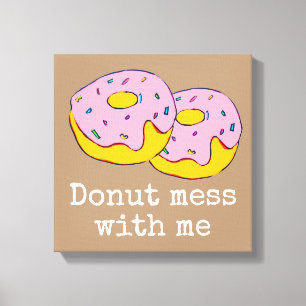 Pink icing dounut cute food art canvas print