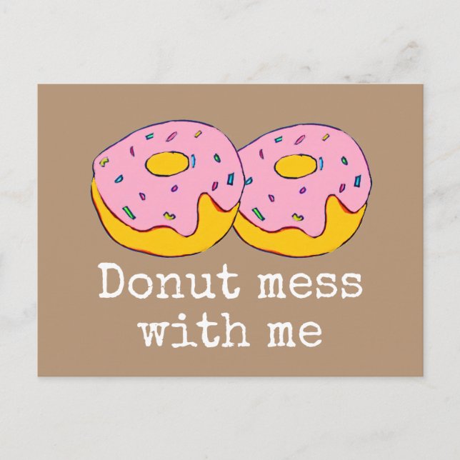 Pink icing dounut cute food art postcard (Front)