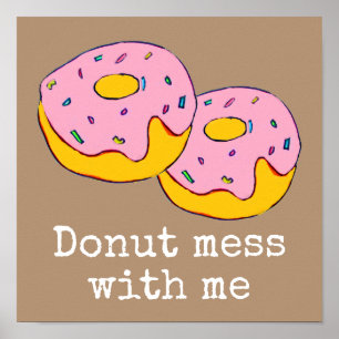 Pink icing dounut cute food art poster