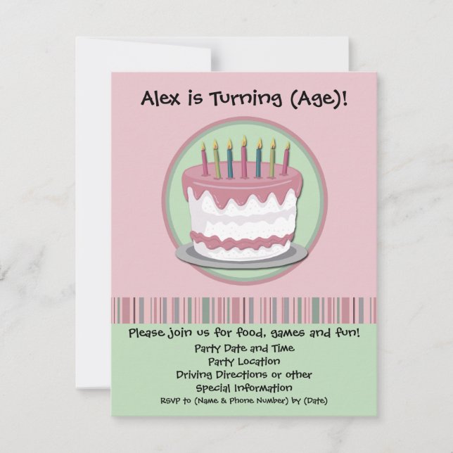 Pink Icing Girl's Birthday Party Invitation (Front)