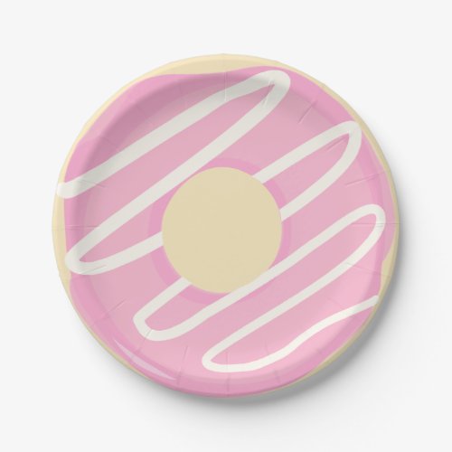 Pink Icing Glazed Donut Donut Paper Plates
