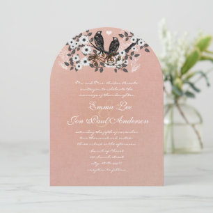 Pink Icing Vintage Lovebird Wedding Invitation