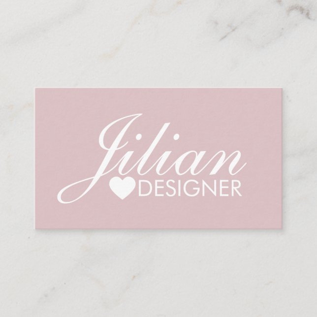 Pink Icon Heart White Salon Makeup Business Card (Front)