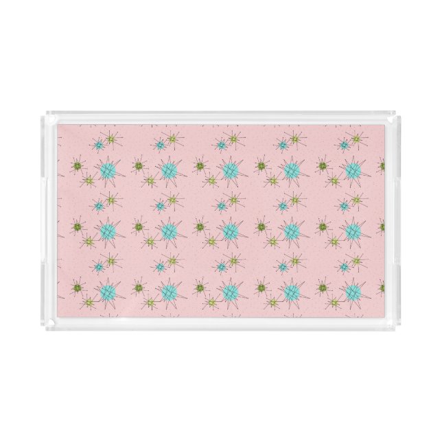 Pink Iconic Atomic Starbursts Acrylic Tray (Front)