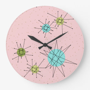 Pink Iconic Atomic Starbursts Acrylic Wall Clock