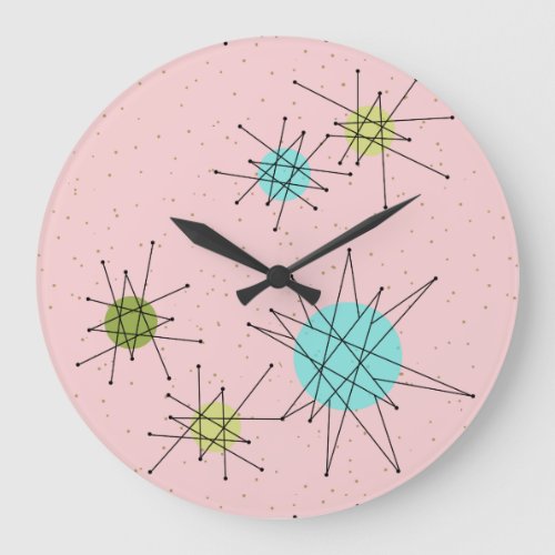 Pink Iconic Atomic Starbursts Acrylic Wall Clock