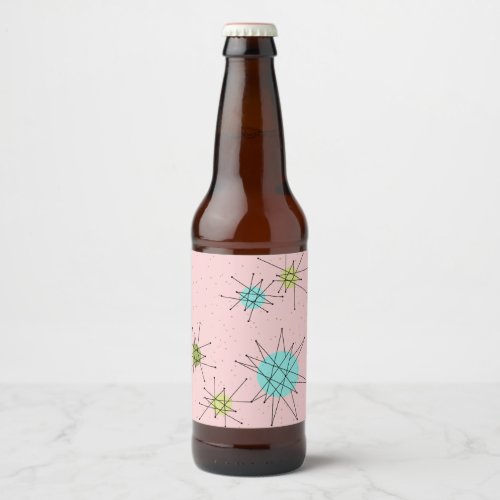 Pink Iconic Atomic Starbursts Beer Bottle Label