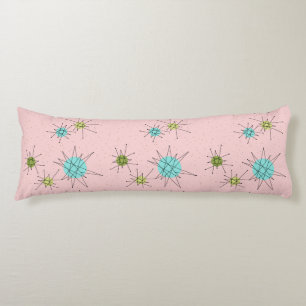 Pink Iconic Atomic Starbursts Body Pillow