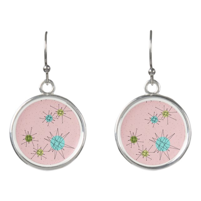 Pink Iconic Atomic Starbursts Earrings (Front)