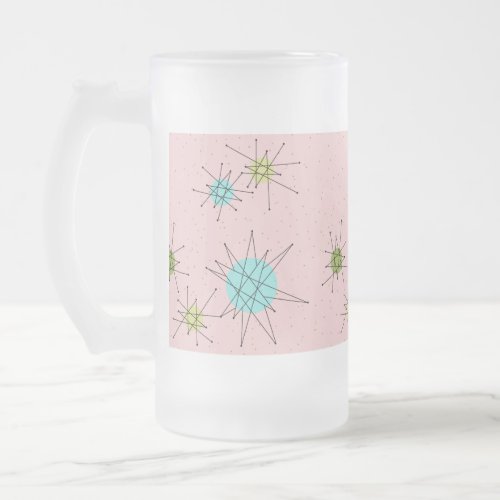 Pink Iconic Atomic Starbursts Frosted Glass Mug