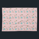 Pink Iconic Atomic Starbursts Kitchen Towel<br><div class="desc">This Pink Iconic Atomic Starbursts Kitchen Towel pattern features iconic atomic starbursts. That’s right! The old school, First Lady Pink colored background with gold speckles is the perfect backdrop for the vibrant turquoise, soothing celery, and kitschy pear green colored circles. The spots of color are sporadically placed in various sizes...</div>
