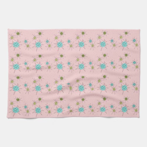 Pink Iconic Atomic Starbursts Kitchen Towel