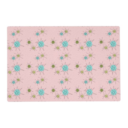 Pink Iconic Atomic Starbursts Laminated Placemat