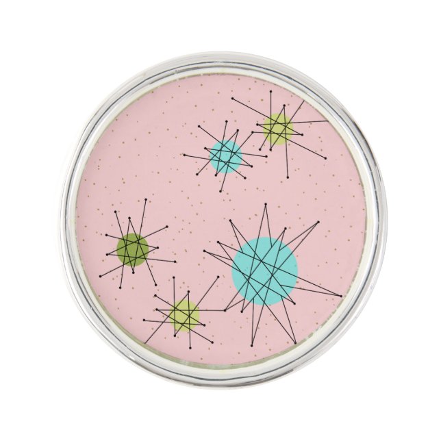 Pink Iconic Atomic Starbursts Lapel Pin (Front)