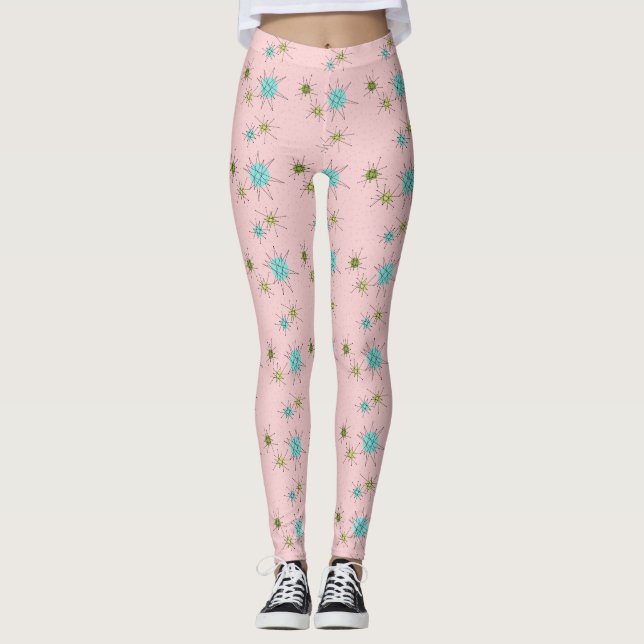 Pink Iconic Atomic Starbursts Leggings (Front)