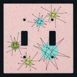Pink Iconic Atomic Starbursts Light Switch Cover<br><div class="desc">This Pink Iconic Atomic Starbursts Light Switch Cover pattern features iconic atomic starbursts. That’s right! The old school, First Lady Pink colored background with gold speckles is the perfect backdrop for the vibrant turquoise, soothing celery, and kitschy pear green colored circles. The spots of color are sporadically placed in various...</div>