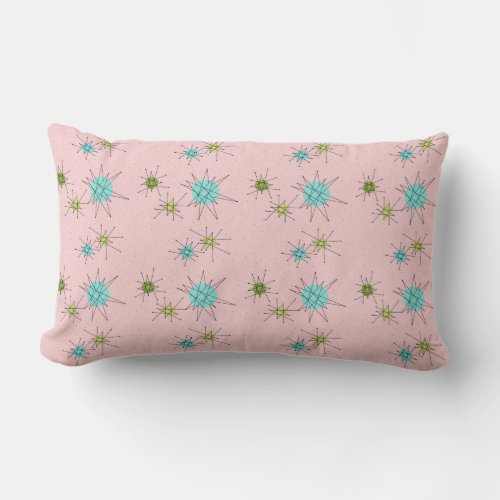 Pink Iconic Atomic Starbursts Lumbar Pillow