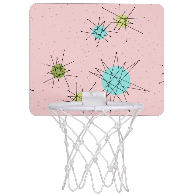 Pink Iconic Atomic Starbursts Mini Basketball Hoop (Front)