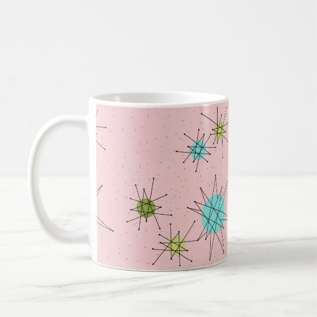 Pink Iconic Atomic Starbursts Mug (Left)